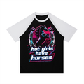 Hot Girls Have Horses 80s Contrast Raglan Sleeve Mesh T-Shirt