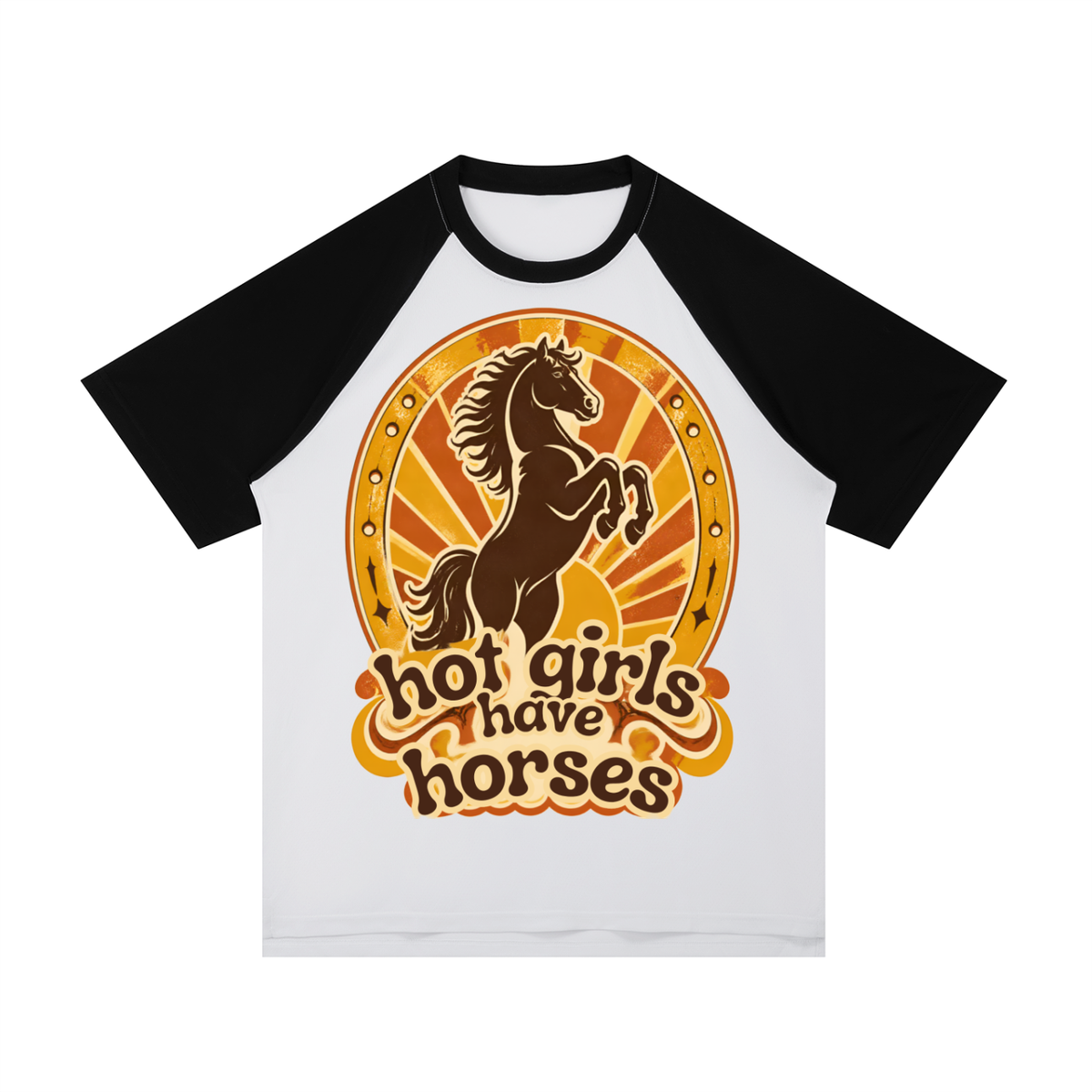 Hot Girls Have Horses 70s Contrast Raglan Sleeve Mesh T-Shirt