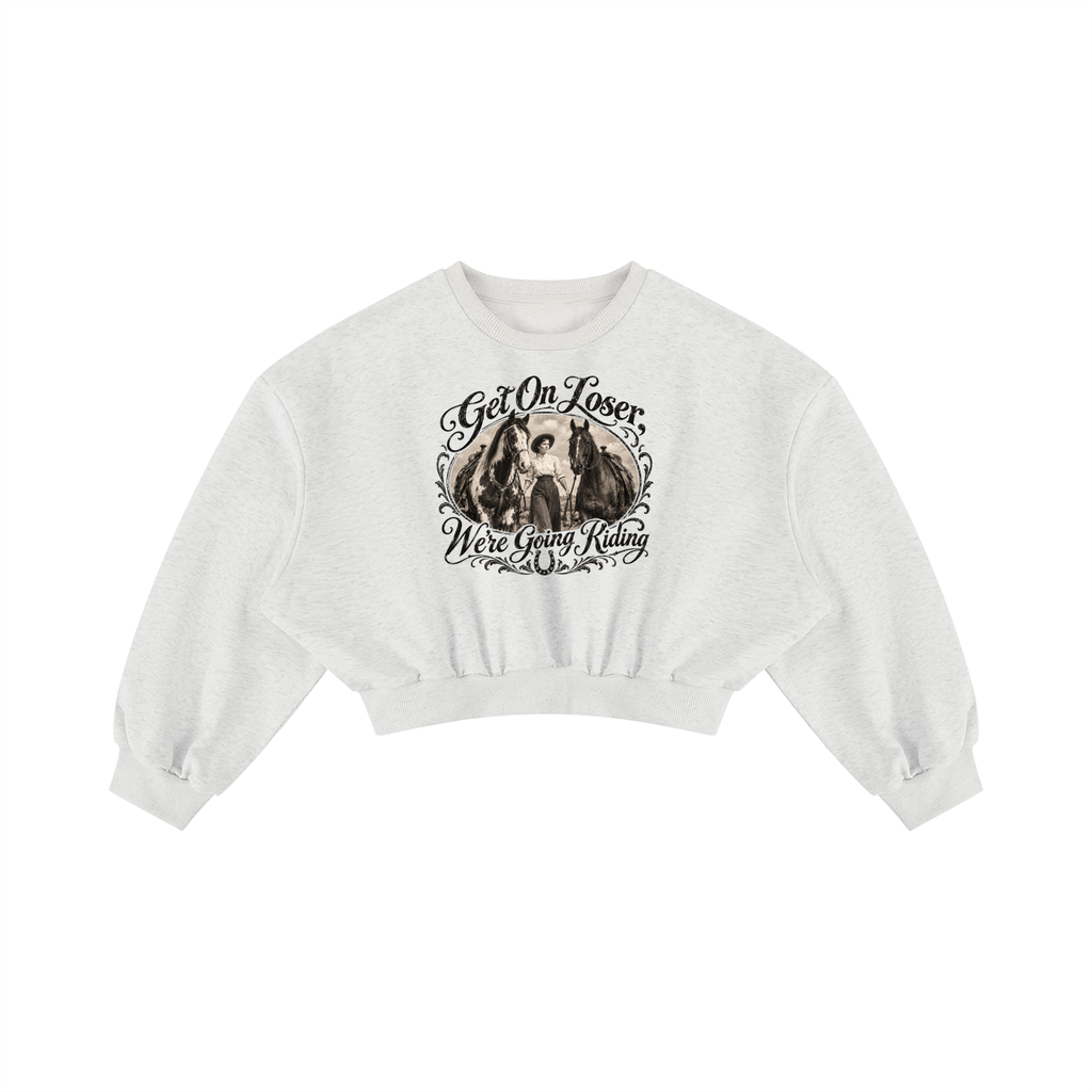 Get On Light Gray Women's Boxy Cropped Crewneck Sweatshirt