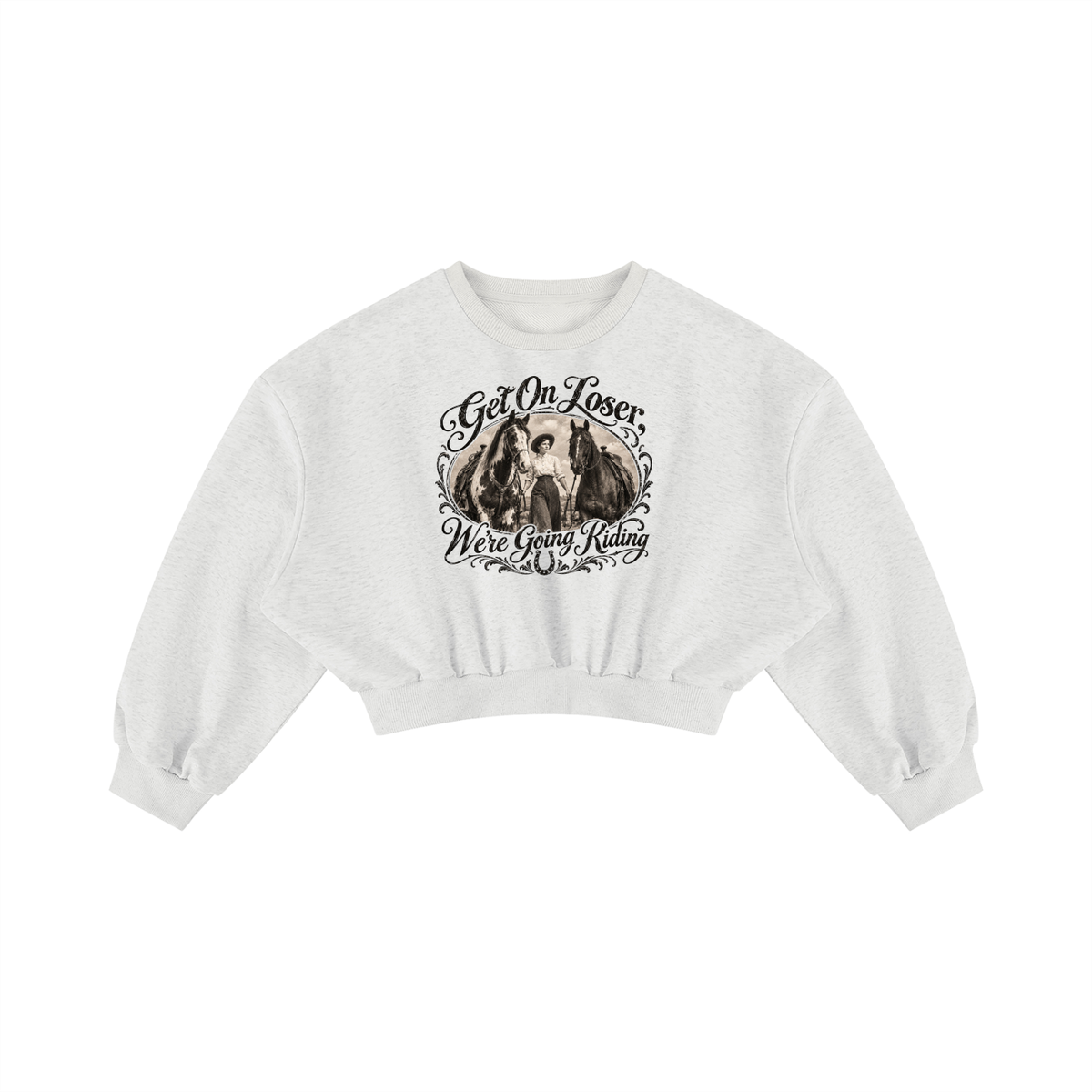 Get On Light Gray Women's Boxy Cropped Crewneck Sweatshirt
