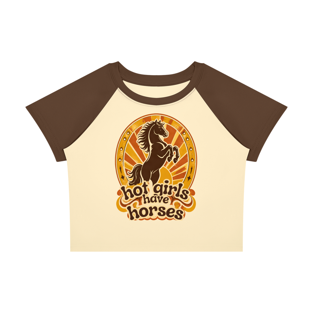 Hot Girls Have Horses 70s Women’s Raglan Color Block Baby T-Shirt