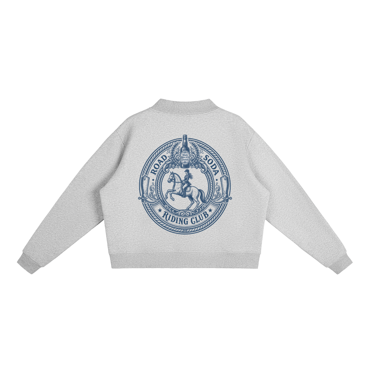 Road Soda Riding Club Women's Gray Essential Fleece Mock-Neck Crew Sweatshirt