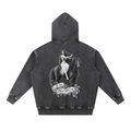 Horse Girl Era BW Back Print Snow Wash Fleece Oversize Hoodie