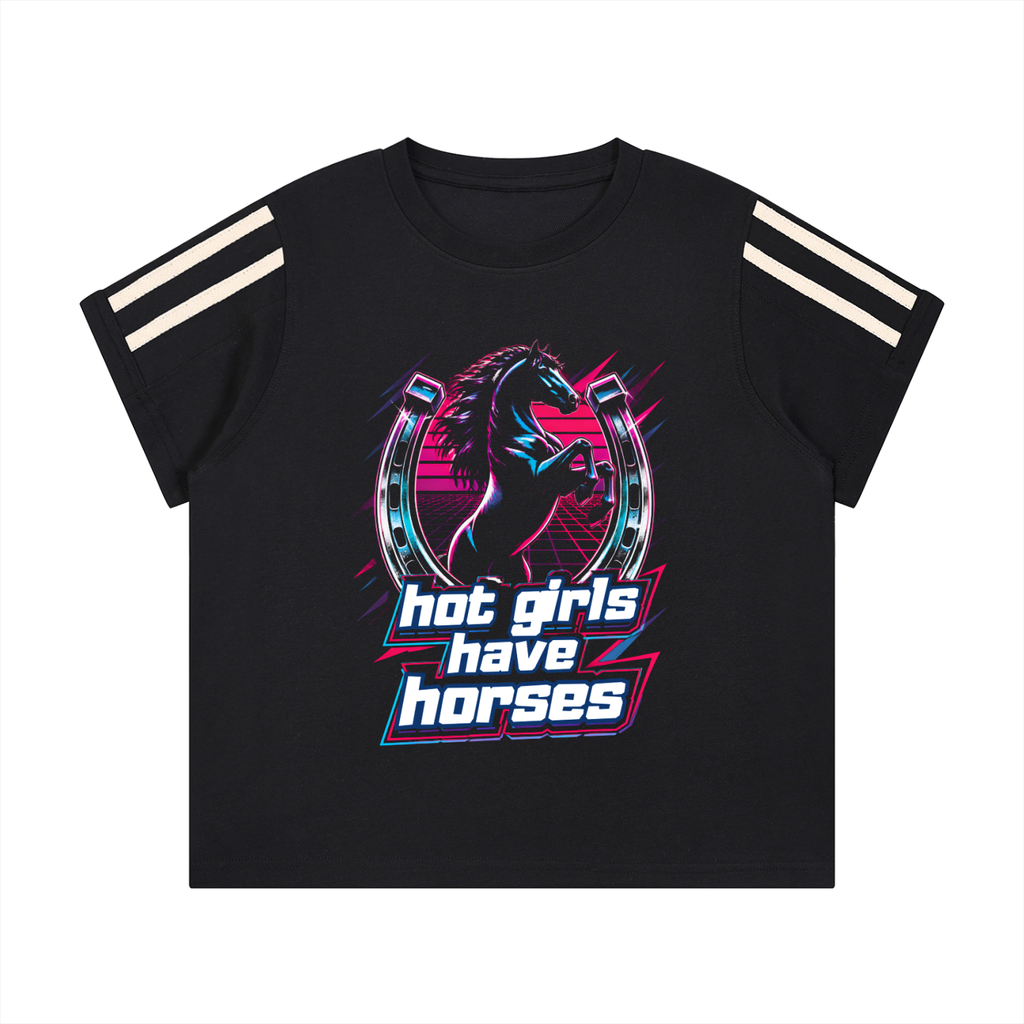 Hot Girls Have Horses 80s Track Women's Varsity Stripe T-Shirt