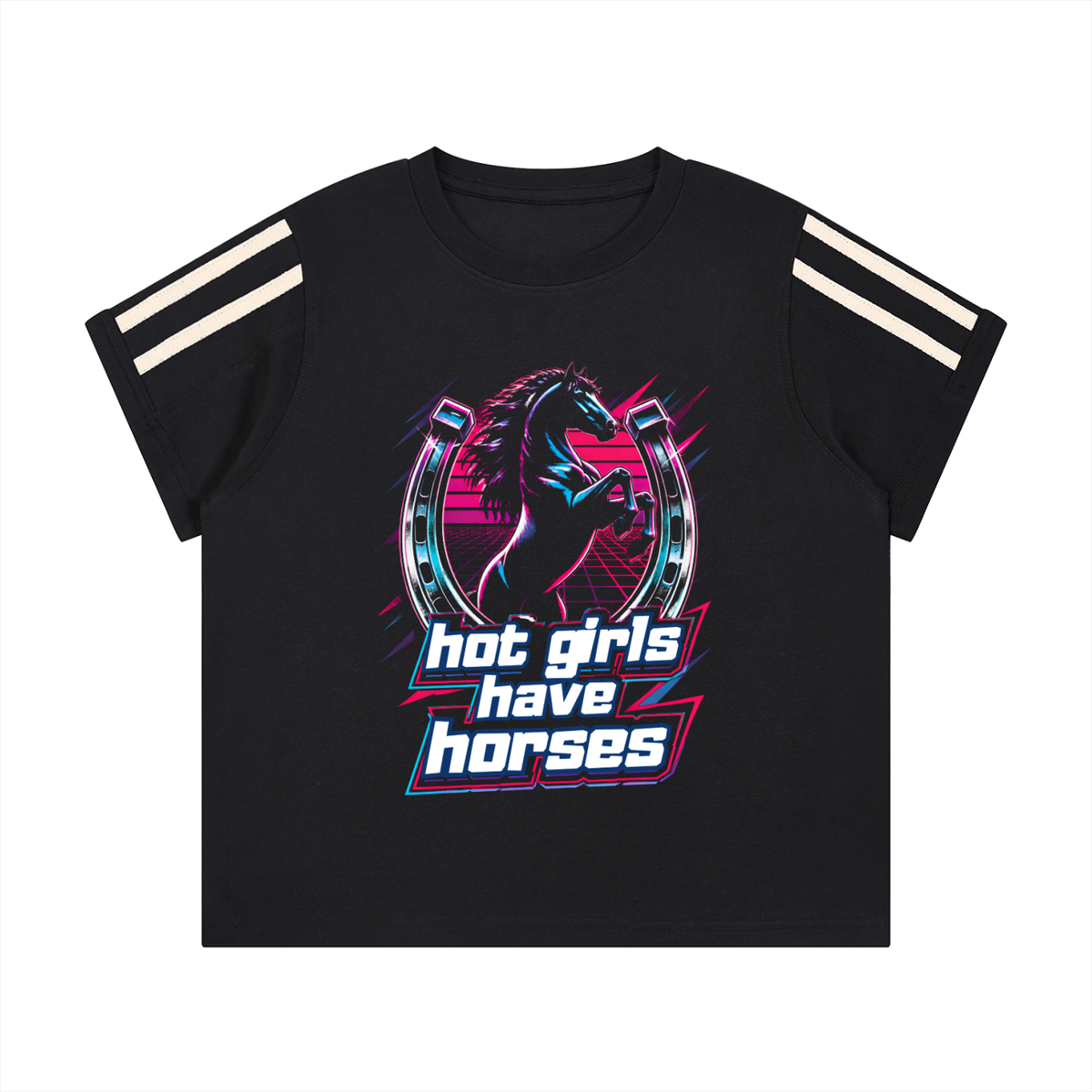 Hot Girls Have Horses 80s Track Women's Varsity Stripe T-Shirt