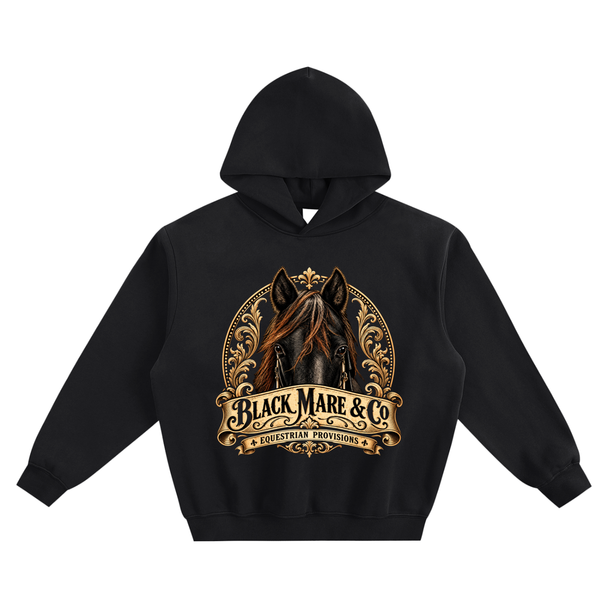 Black Mare & Co. Black Fleeced Boxy Hoodie