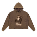 In my Horse Girl Era Sepia Brown Vintage Washed Frayed-Hem Hoodie