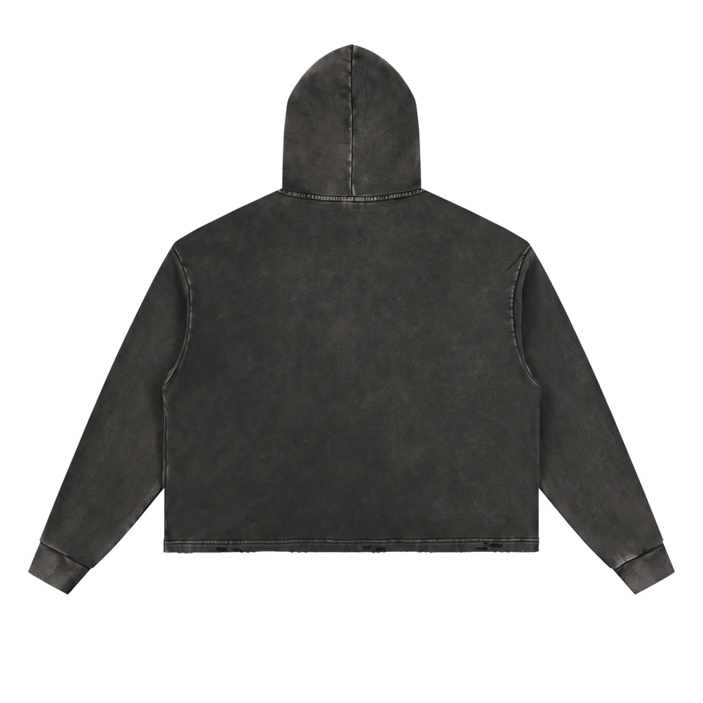 In my Horse Girl Era Black Vintage Washed Frayed-Hem Hoodie