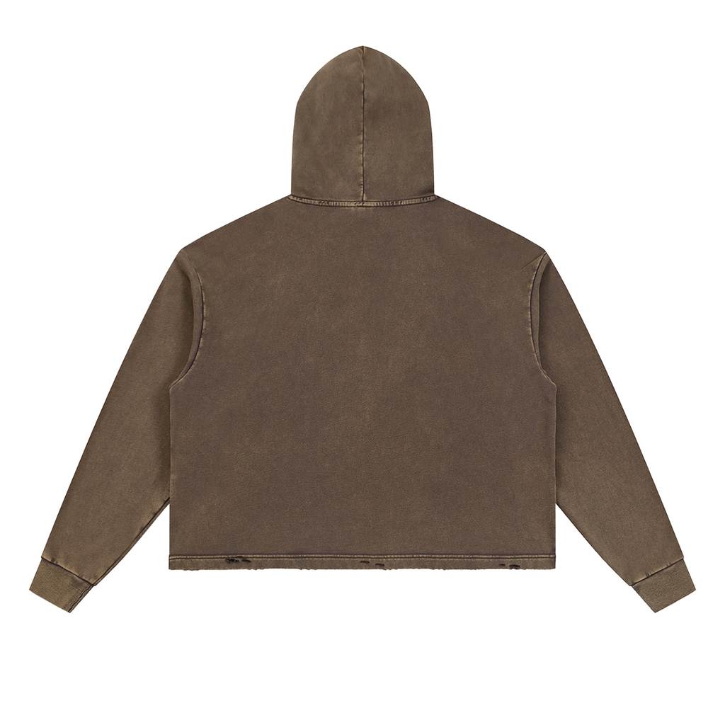In my Horse Girl Era Sepia Brown Vintage Washed Frayed-Hem Hoodie