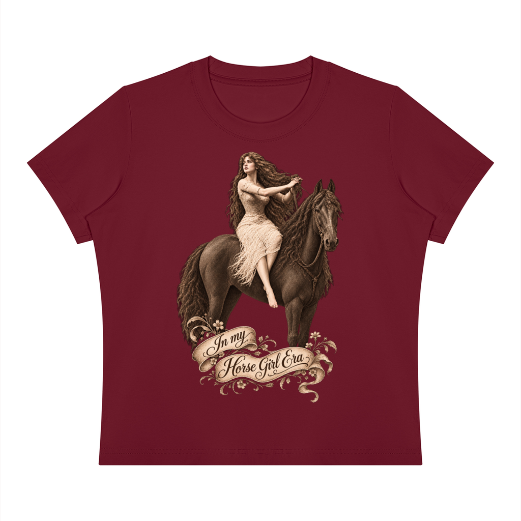 Horse Girl Era Wine Red Women's Sorona Crewneck T-Shirt