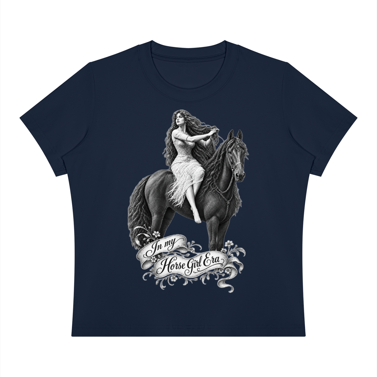 Horse Girl Era Navy Blue Women's Sorona Crewneck T-Shirt